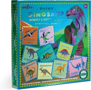 Sharpens Recognition, Concentration and Memory, Perfect for Ages 3 and up eeBoo: Shiny Dinosaur Memory cretaceous meteoritic and Matching Game, Developmental and Educational, 