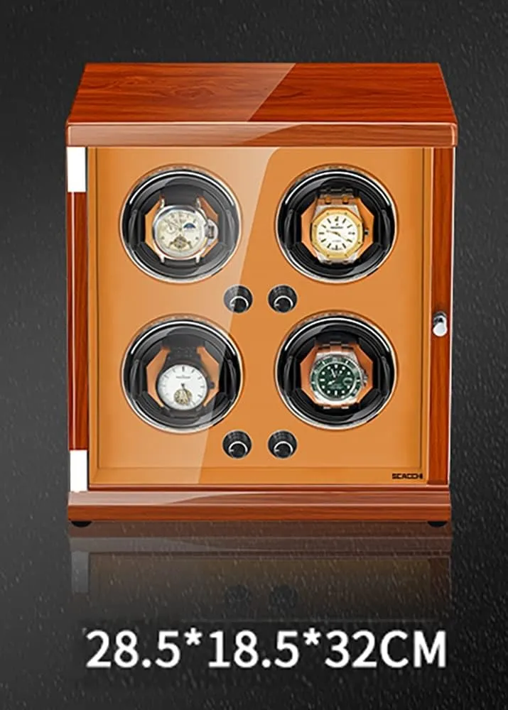 Shell and PU Leather with Quiet Motor Storage Case for 4 6 Watches Luxury Mechanical Watch Display eyewitness dart Box Automatic Watch Winder in Wood 