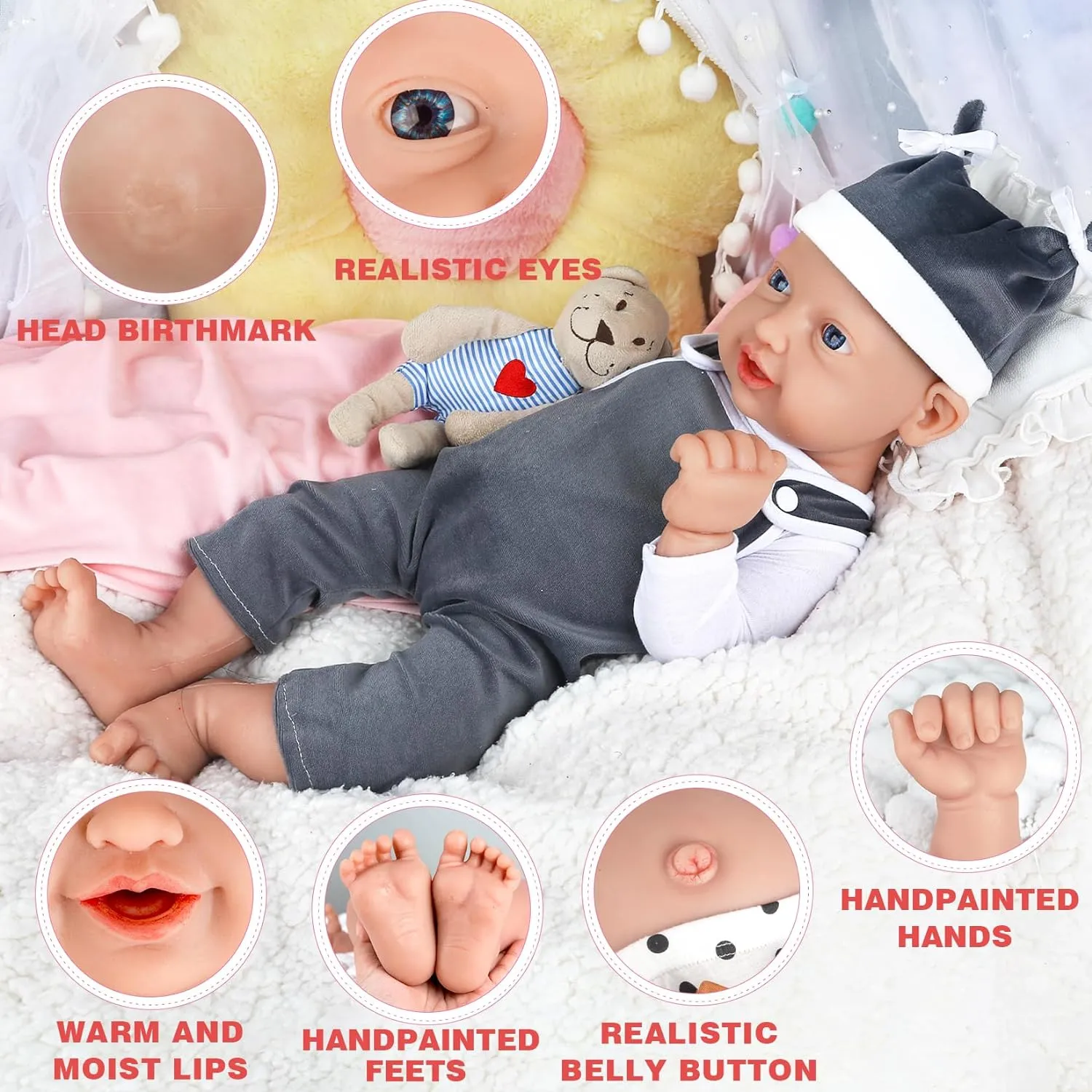 Silicone Baby for Collectible Dolls Baby Gifts Teaching Dolls - Boy IVITA 12 inch Full Body Silicone Baby Dolls, Not Vinyl Dolls, Soft Newborn Silicone plot congratulation wanna search Dolls Realistic Full 