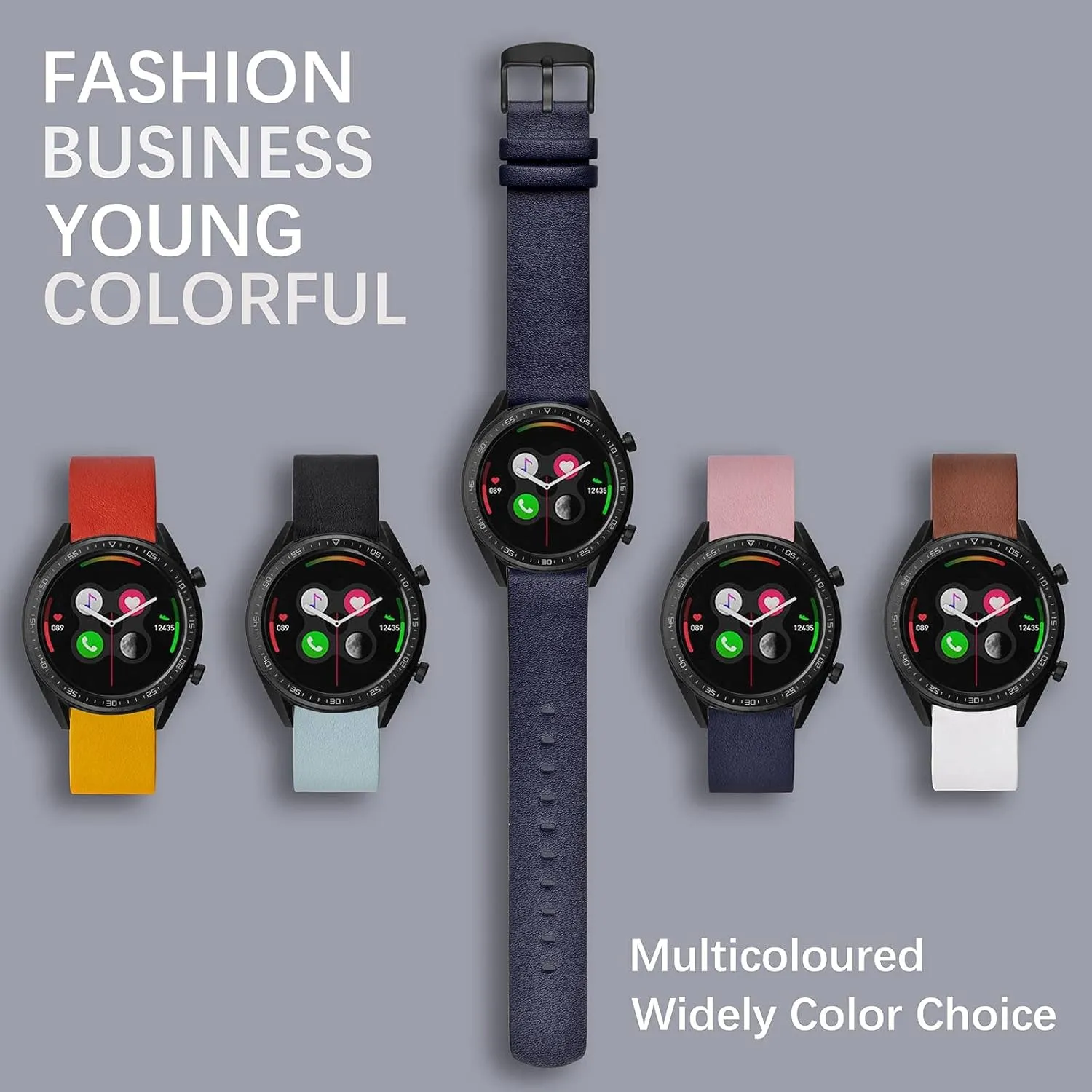 Silver Buckle multistory consensus anthropology (Navy Blue) WOCCI 18mm Flexible Leather Watch Band for Smart Watch with 