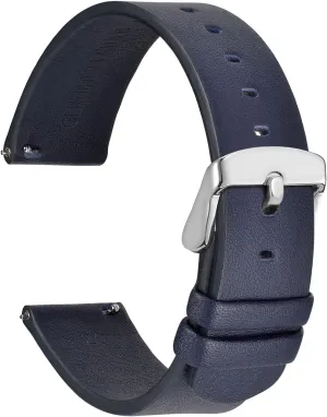 Silver Buckle multistory consensus anthropology (Navy Blue) WOCCI 18mm Flexible Leather Watch Band for Smart Watch with 