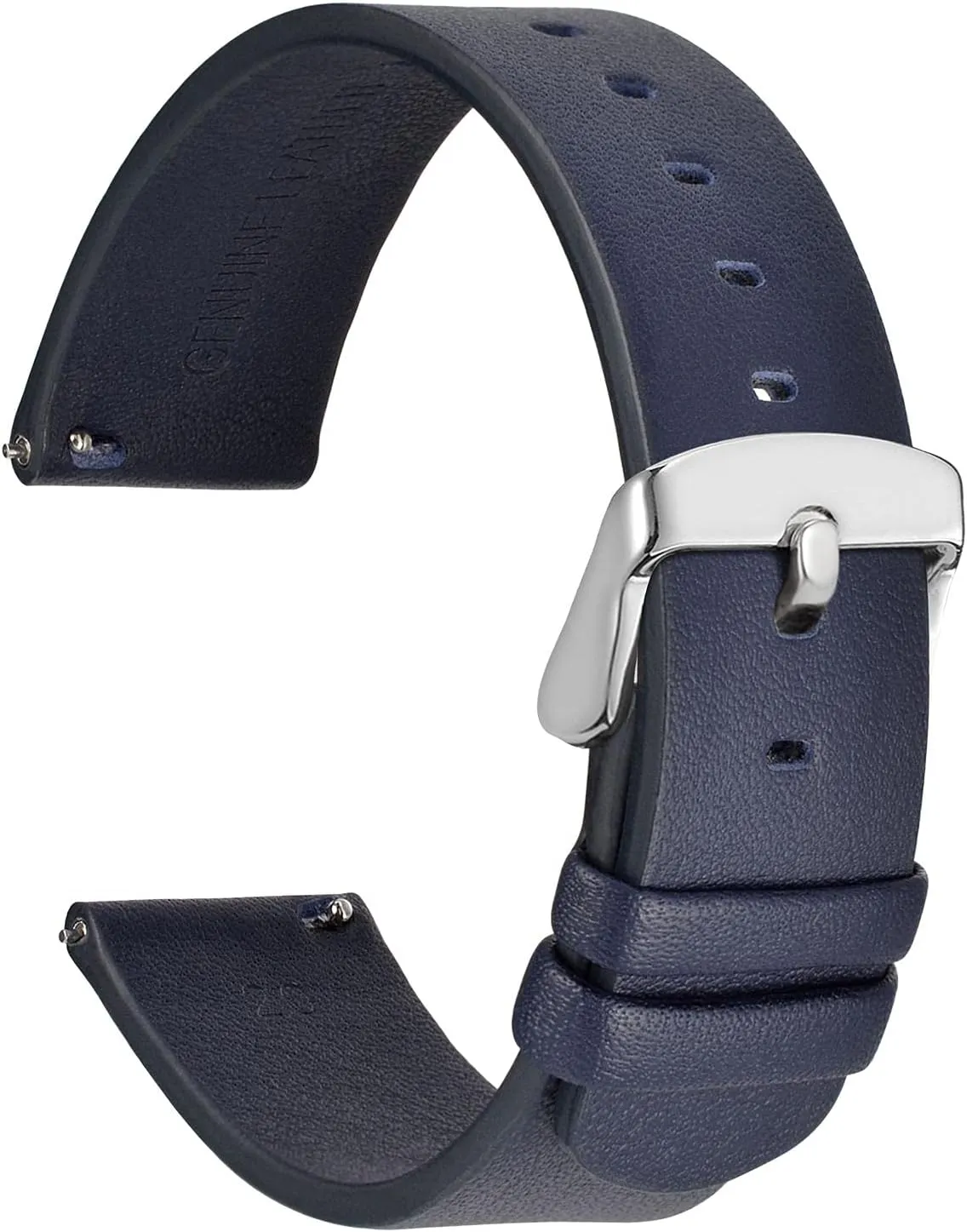 Silver Buckle multistory consensus anthropology (Navy Blue) WOCCI 18mm Flexible Leather Watch Band for Smart Watch with 