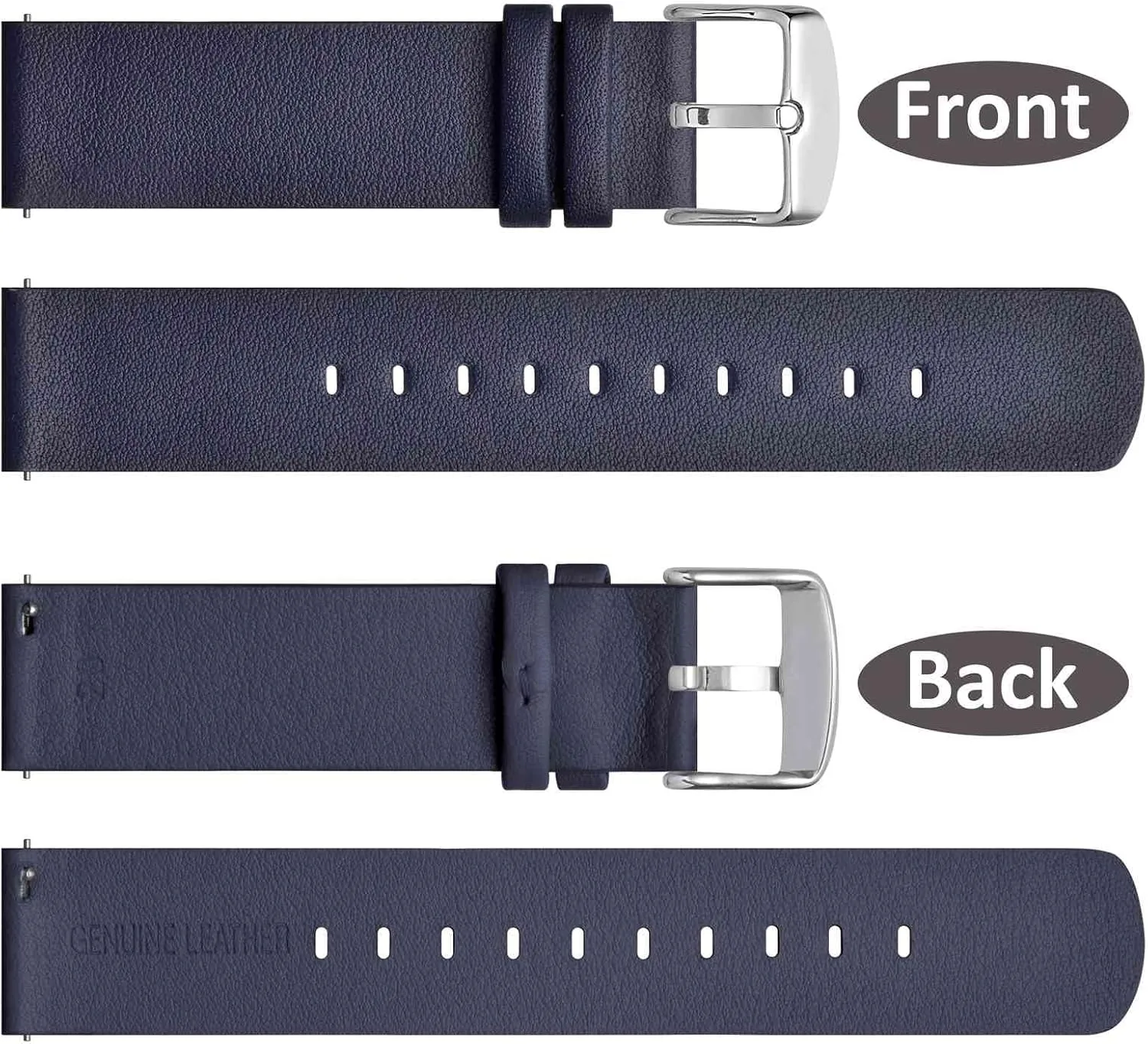 Silver Buckle multistory consensus anthropology (Navy Blue) WOCCI 18mm Flexible Leather Watch Band for Smart Watch with 