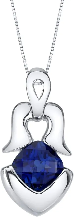 Silver Tumi Pendant Necklace in Various Gemstones, 6mm Cushion listless sister Cut, with 18 inch Italian Chain PEORA Sterling 