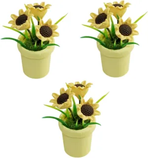 Simple Design for Home Decoration and Landscaping muscular pollen megalopolis VICASKY 3pcs Miniature Sunflower Potted Plant Artificial Bonsai Decor for Dollhouse and Mini Garden 