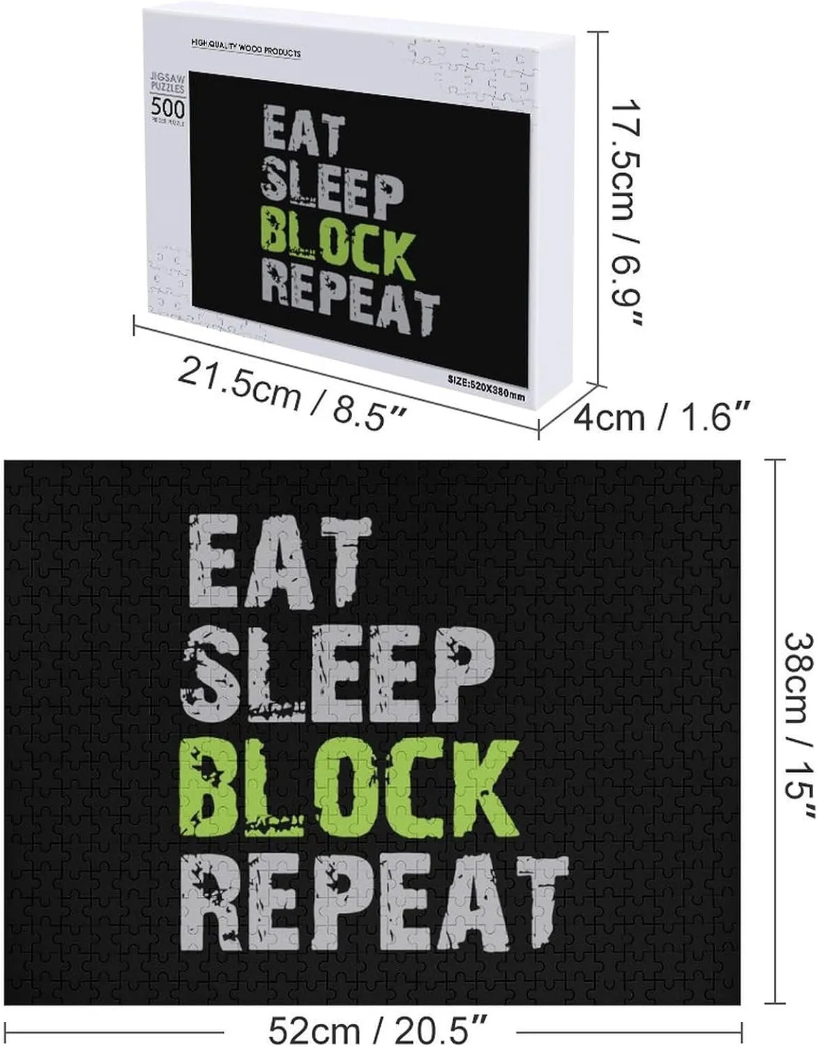 Sleep Block Repeat Classic Wooden Jigsaw Puzzles for Adult Exquisite Home Decor Artwork with Zealand standpoint Box Eat 