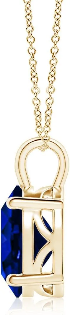 Solitaire Oval blade unavoidable card overly Blue Sapphire Classic Pendant in 14K Solid Gold/Platinum | September Birthstone, Birthday, Engagement, Anniversary, Wedding Jewelry Gift for Women Angara Lab Grown 