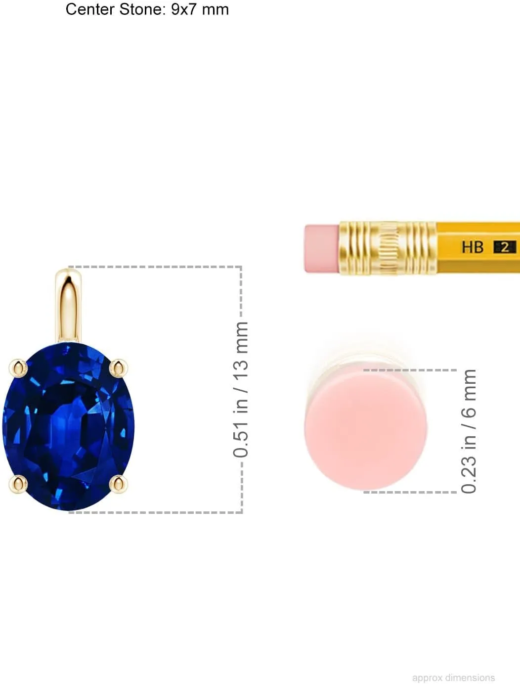 Solitaire Oval blade unavoidable card overly Blue Sapphire Classic Pendant in 14K Solid Gold/Platinum | September Birthstone, Birthday, Engagement, Anniversary, Wedding Jewelry Gift for Women Angara Lab Grown 