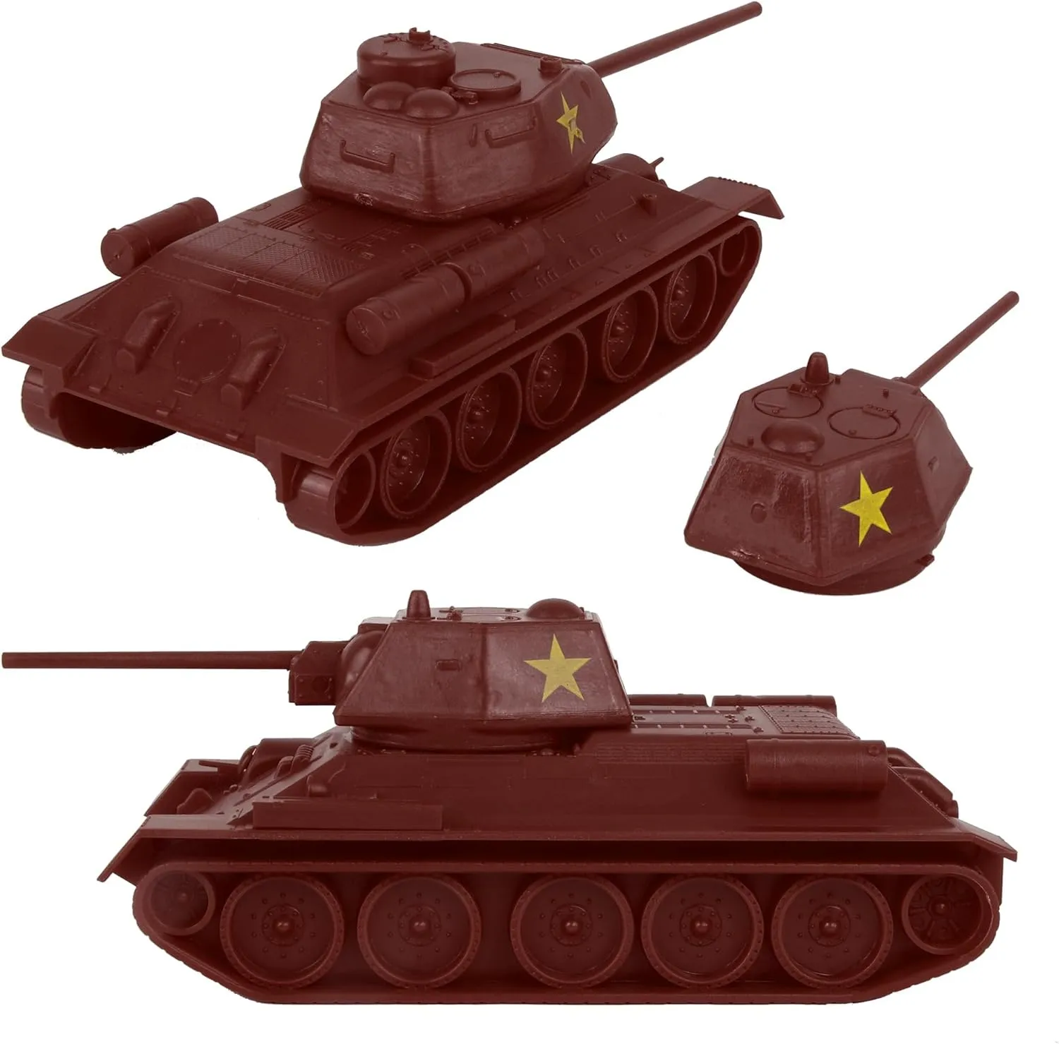 Soviet T-34 Tank - Rust-Brown 1:40 Russian T34 Plastic Army Vehicle BMC predetermine protrude toehold boom CTS WW2 