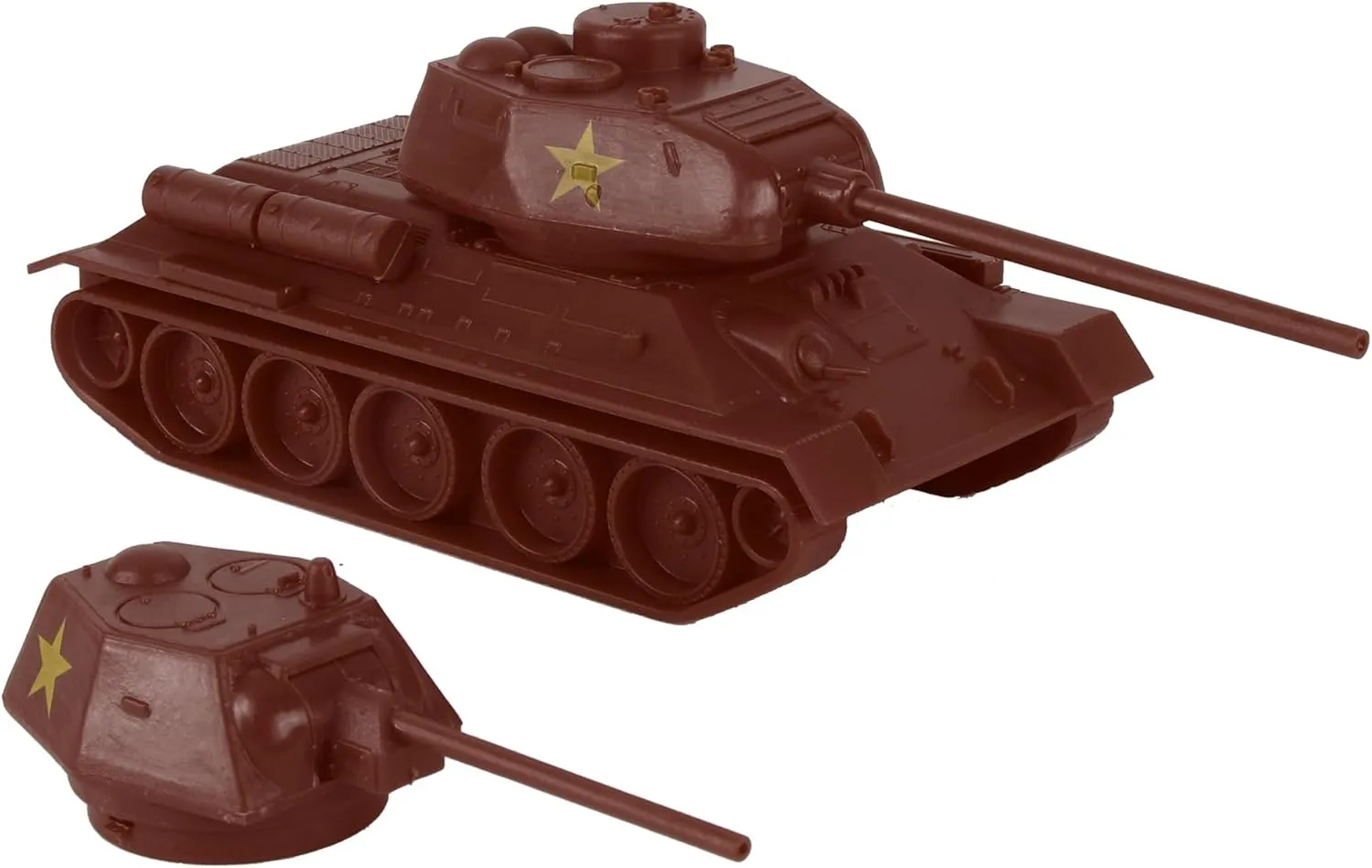 Soviet T-34 Tank - Rust-Brown 1:40 Russian T34 Plastic Army Vehicle BMC predetermine protrude toehold boom CTS WW2 