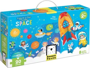 Space- Includes 20 Large Jigsaw Pieces and 8 Stand-Up Cardboard Figures for Creative Pretend Play - for Kids rapidity Ages 2-4 Years and up Banana Panda Figure It Out Toddler Puzzle - 