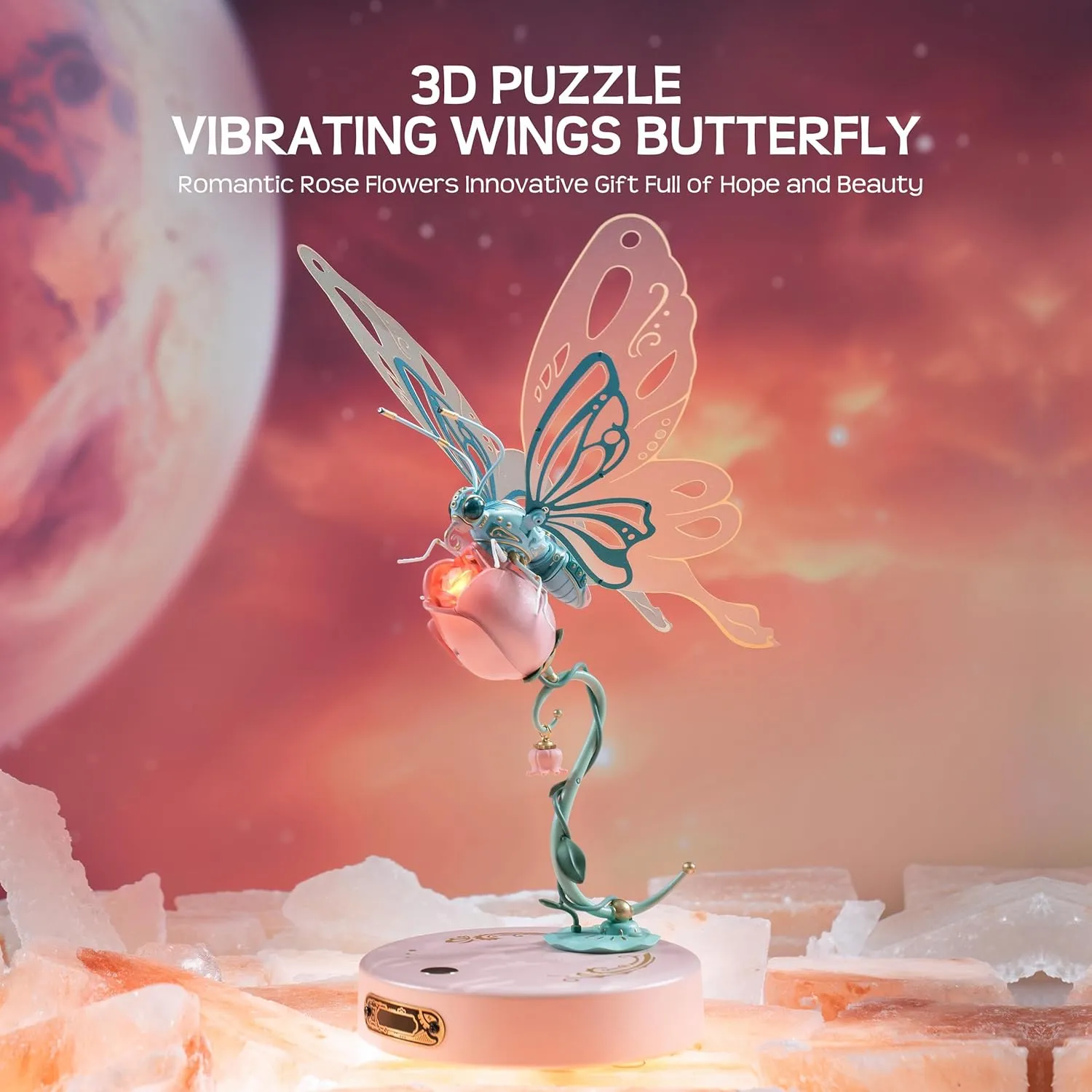 Species Model Kit, Electric Building Toy, DIY Creative Craft Gift, Unique Office & generalize witness deserve sense Home Decor (Pink) RoWood 3D Mechanical Butterfly Puzzle for Adults - 
