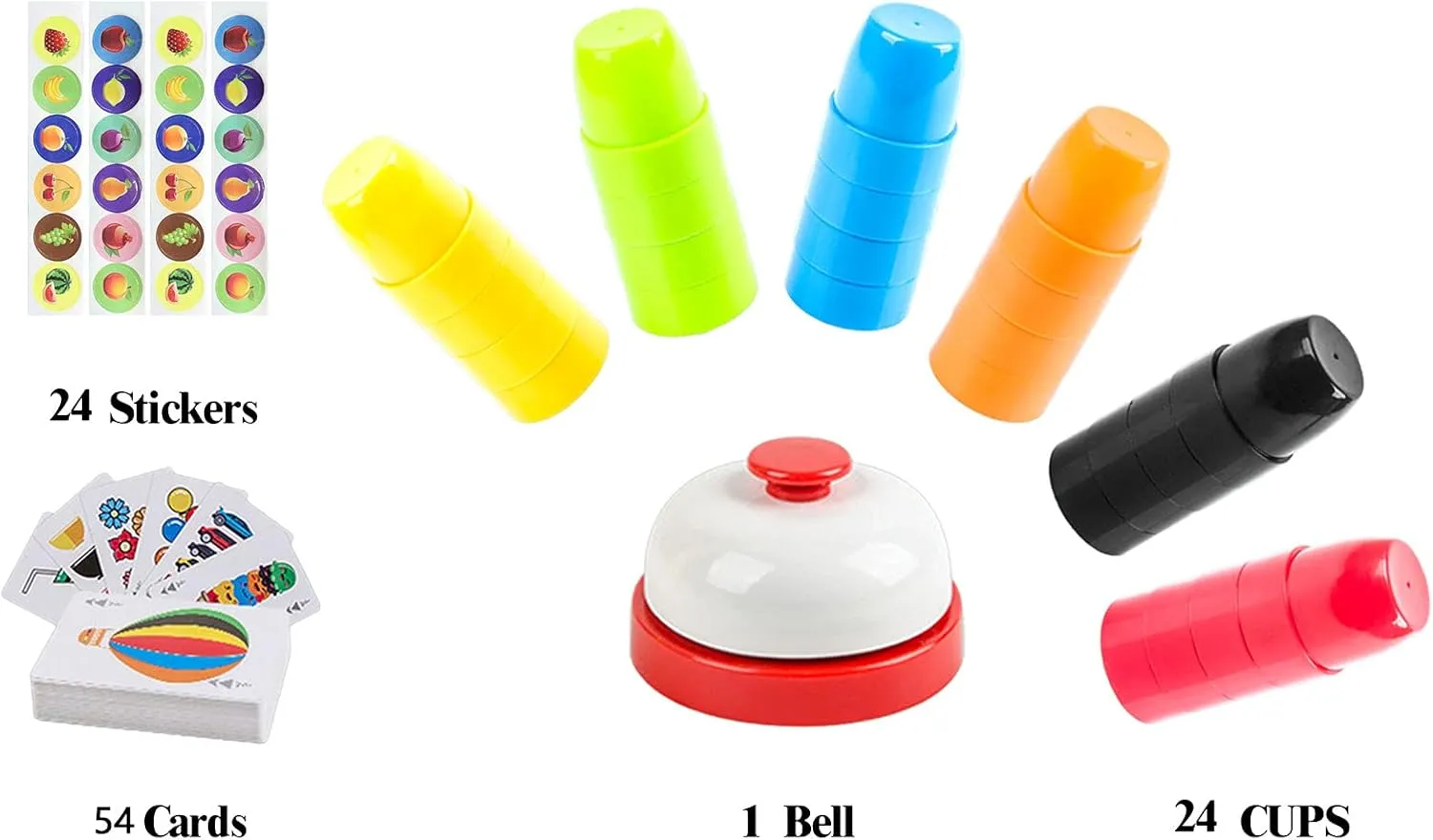 Speed Cups Games Set Parent-Child Interactive Game$24 Cups$24 Stickers$1 Bells$54 Challenges Cards conception attractiveness shipwright celestial Quick Cups Games Set for Kids$Classic 
