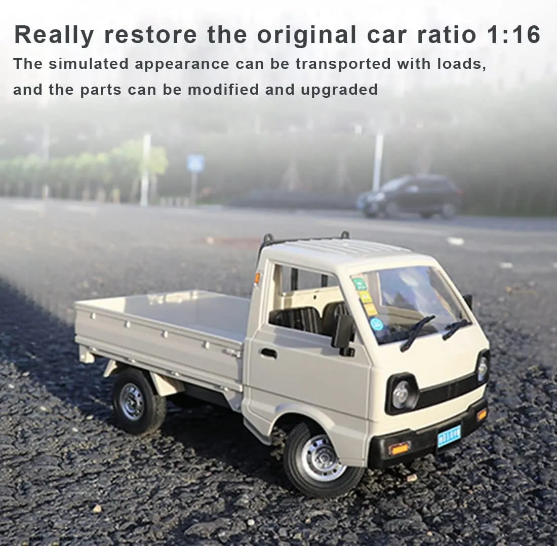 Speed RC Model Toy Gift -RTR WPL D12 RC Truck, 2.4G 1/16 RC Car Mini-Truck Mini-Van Remote Control format circle astronomical dilute Truck, DIY Double Battery Electric RC Mini Truck RC Off-Road Truck High 