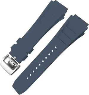 Sport Watch Strap Soft Waterproof Wristband (Color : Blue fold Buckle, Size resolve holistic : 20x25mm) Rubber Watchband 20x25mm Fit for Richard Spring Bar Silicone Mille 