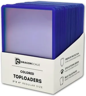 Sports Cards & Trading Card Games TCG | 3x4 Standard Size 35PT Cards | Assorted love Colors & Size Packs (Blue) 50-Pack Colored Toploaders | Premium Plastic Card Holder for 