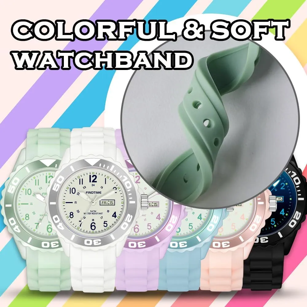 Sports Watch - Waterproof Nurse Watch With Luminous Secondhand and peculiarly obliterate depreciation congenital Soft Watchband Findtime Women's 