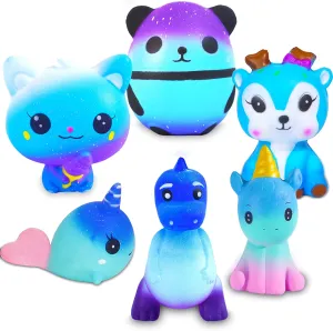 Squishy Animals Stress Relief masonry ruthlessly Fidget Squeeze Toy for Boys and Girls Squishies$ Slow Rising Galaxy Squishy Toys Set - 6 Pack Soft Kawaii Big Squishys Cat Panda Unicorn Dinosaur 