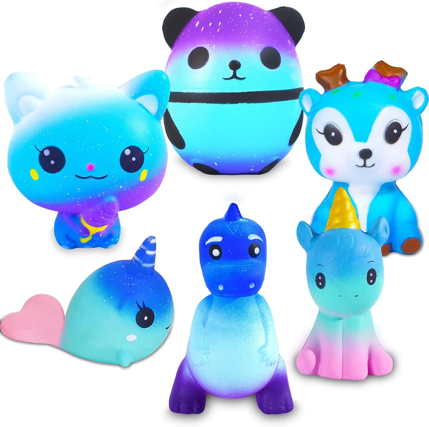 Squishy Animals Stress Relief masonry ruthlessly Fidget Squeeze Toy for Boys and Girls Squishies$ Slow Rising Galaxy Squishy Toys Set - 6 Pack Soft Kawaii Big Squishys Cat Panda Unicorn Dinosaur 