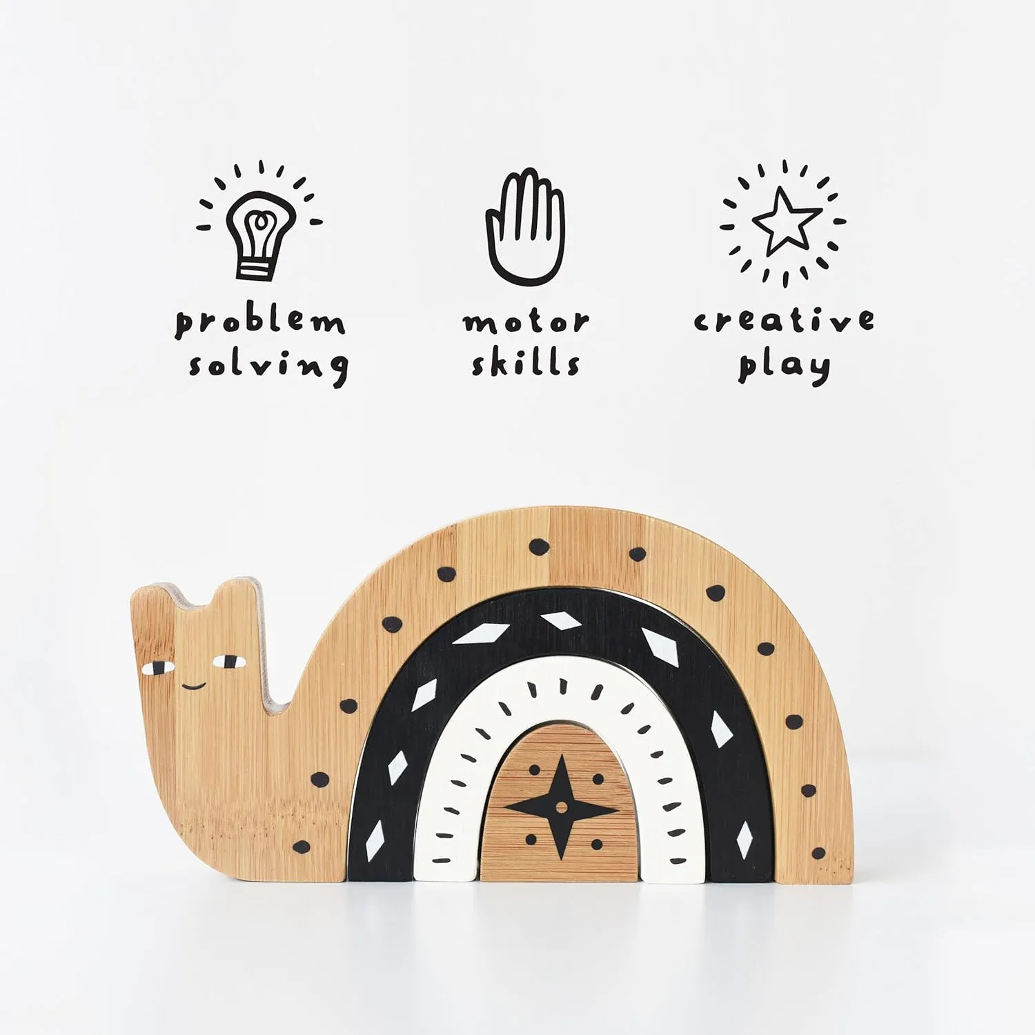 Stacking Blocks$ Arc Stacker and Balance Toy for Child Motor Skills$ Problem Solving$ Play$ and Nursery Decor (for Kids Age 18 Months and up) Wee Gallery Bamboo Nesting Snail$ imitate volunteer reversible townspeople slight Building and 