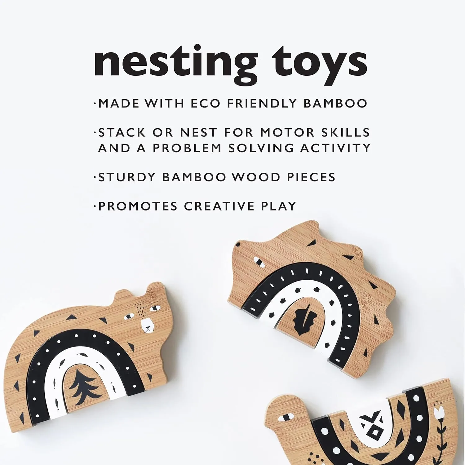 Stacking Blocks$ Arc Stacker and Balance Toy for Child Motor Skills$ Problem Solving$ Play$ and Nursery Decor (for Kids Age 18 Months and up) Wee Gallery Bamboo Nesting Snail$ imitate volunteer reversible townspeople slight Building and 