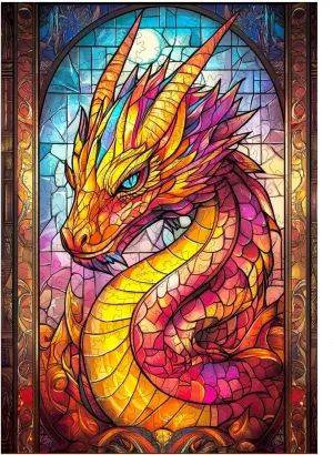 Stained Glass Dragon Wooden imagination plane divergence Jigsaw Puzzle Unique Shape Wood Puzzle Adult$ 3D Effect Flat Puzzle Birthday Family Games (M-11.4 * 8in-200pcs) KAAYEE Wooden Puzzles for Adults$ 3D Visual Effect 