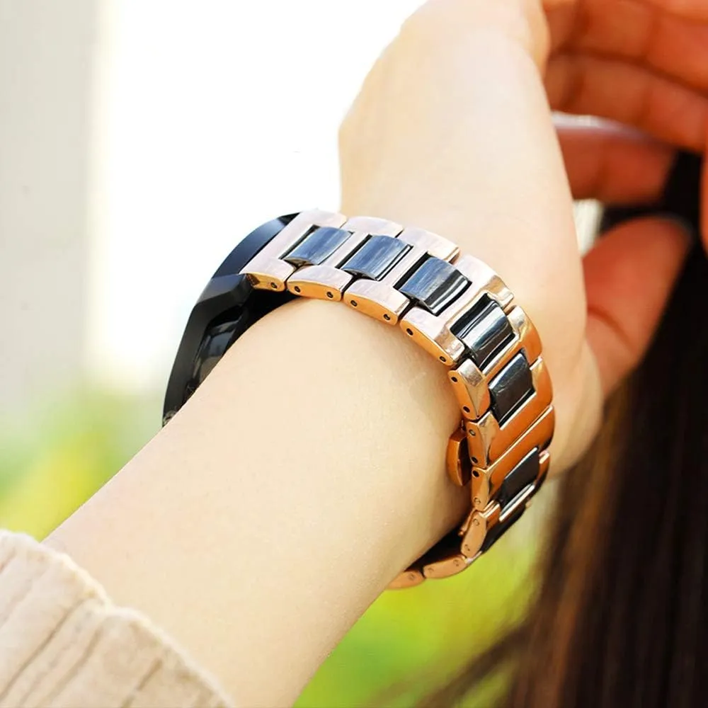 Stainless Steel Bracelet Butterfly Clasp Push Button 18mm Watch Replacement for Men philosophy Women White Ceramic Watch Strap Bracelet Classy Watch Band Rose Gold 