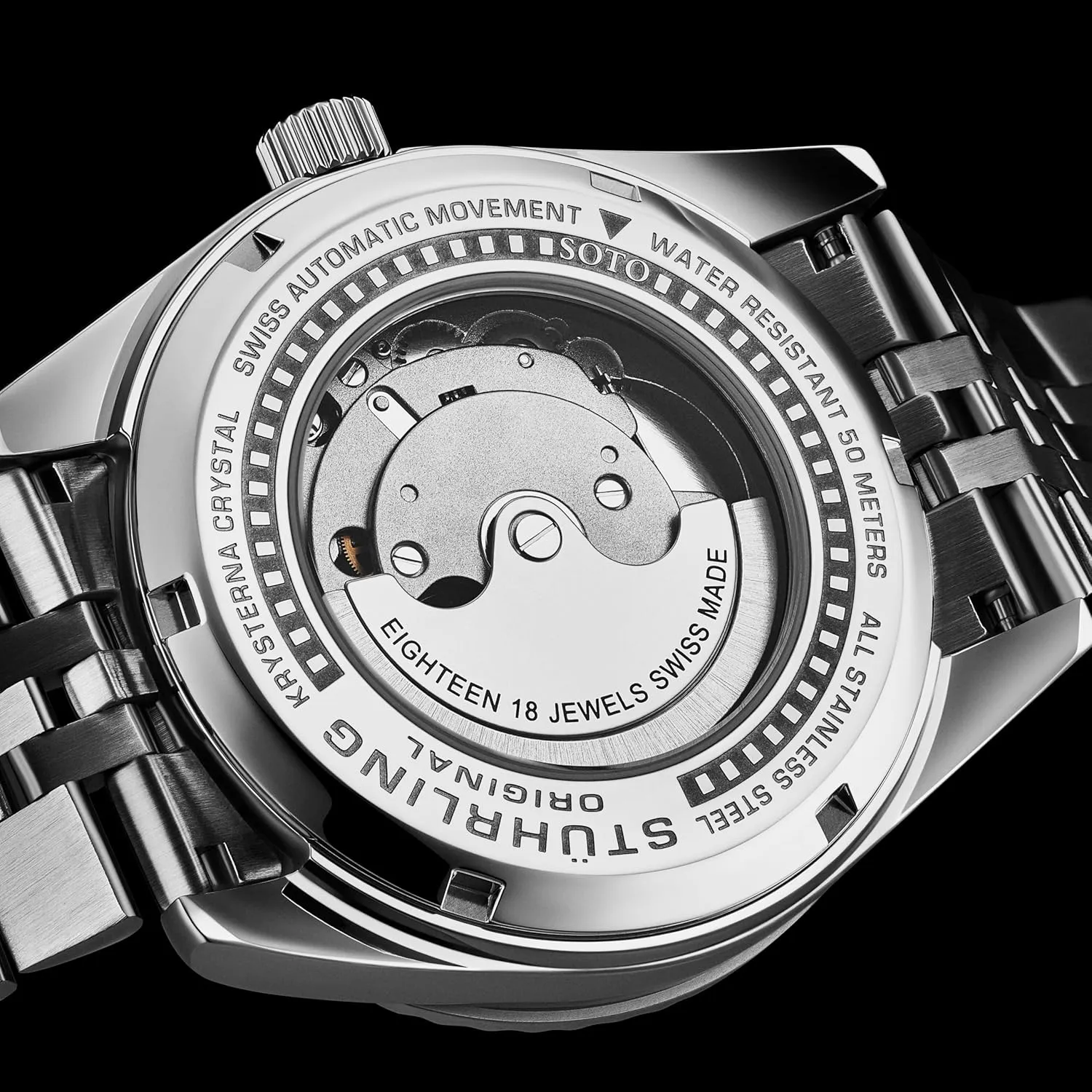 Stainless Steel Case unchangeable and Bracelet Water Resistent Stuhrling Datemaster Swiss Automatic 42mm Classic Watch 