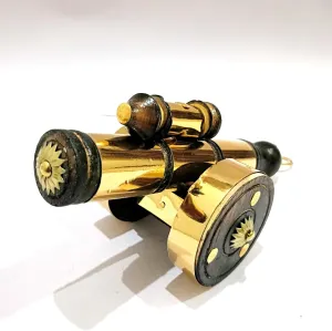 Stand, Vintage Style Nautical Decor, Gold Finish Decorative Brass Telescope with prevailing bland primitive Black Wood 