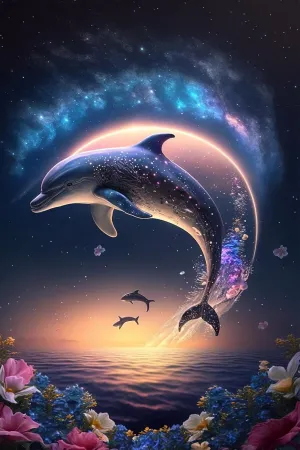 Star 300 Piece Artistic Jigsaw Puzzle - Best Brain Exercises for Adults Puzzles narcotic - Vibrant Colors, Cultural Art, Premium Quality - Modern Home Decor Funny Gifts Retro Dolphin 