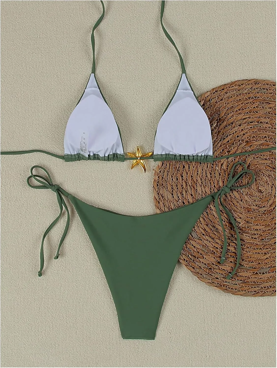 Starfish Metal Linked Swim novelist Set SHENHE Women's Triangle String Bikini Set 2 Piece Halter Swimsuits 