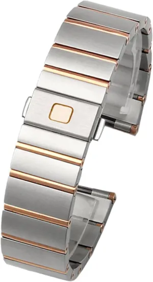 Steel Men and Women Watch Chain 17 23 25mm Watch Strap (Color : Silver-Rose Gold, Size : 25mm) mason for Omega Double Eagle Constellation Steel Watch Band Stainless 