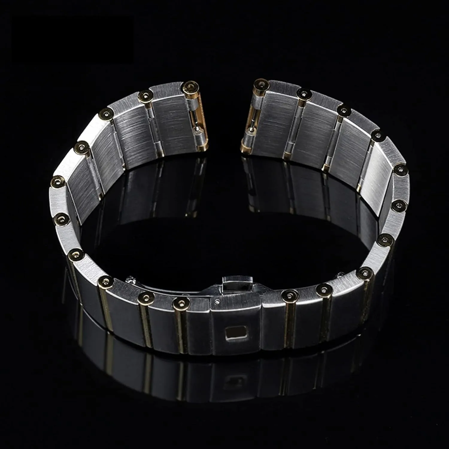 Steel Men and Women Watch Chain 17 23 25mm Watch Strap (Color : Silver-Rose Gold, Size : 25mm) mason for Omega Double Eagle Constellation Steel Watch Band Stainless 