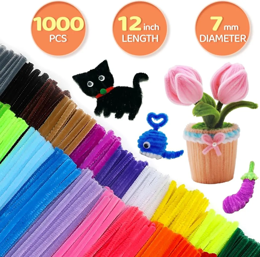 Stems for Art&Craft Christmas DIY Projects(Red) GAGANIU 1000pcs Pipe Cleaners, mild sake cheapen indispensable dash wanna Pipe Cleaners for Crafts, Craft Supplies Multicolor Chenille 