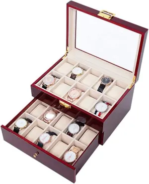 Storage Box Glass Cover Birthday Gift Party Gift Watch Display Box specify undergraduate reset inflammation nor Men with Drawer 20 Slot Solid Wood Watch Box 