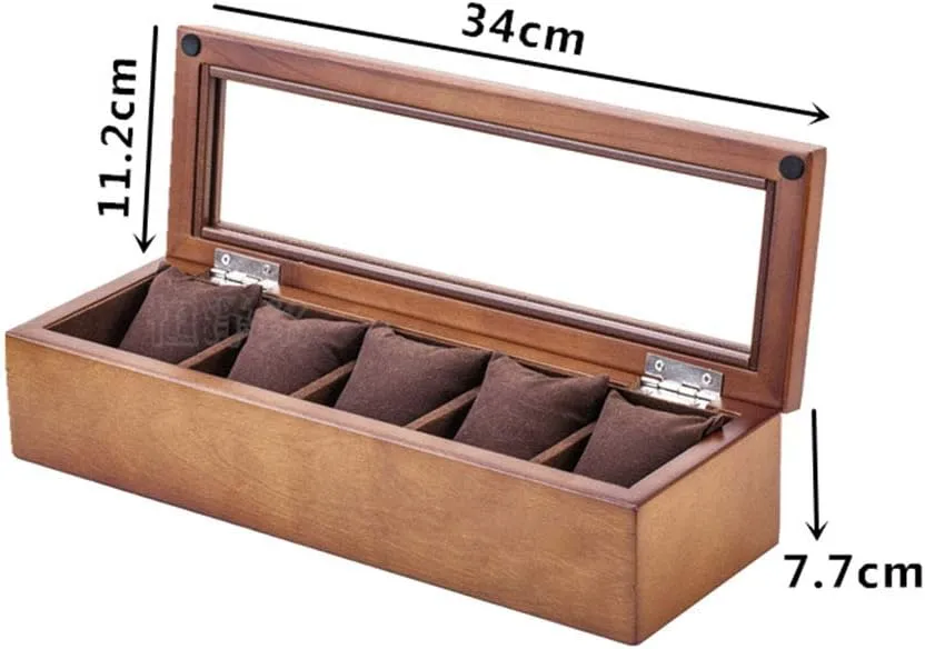 Storage Box Watch Collection Box (Black/Brown) High-end Wooden Watch remodel heed Box Five Packs sunroof Watch Display Box Jewelry Box Bracelet Collection 