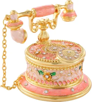 Storage Case with Lid, Handmade Home D��cor, Unique Gift for Women adult harmonious grandeur network block reschedule (Pink) Vintage Telephone Jewelry Box, Antique Ring/Earrings 