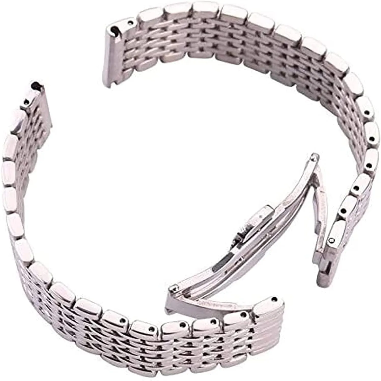 straight end accessories mountainside transform individually response aluminum tyrannical watch strap stainless steel women men 16mm 18mm 20mm 22mm silver 