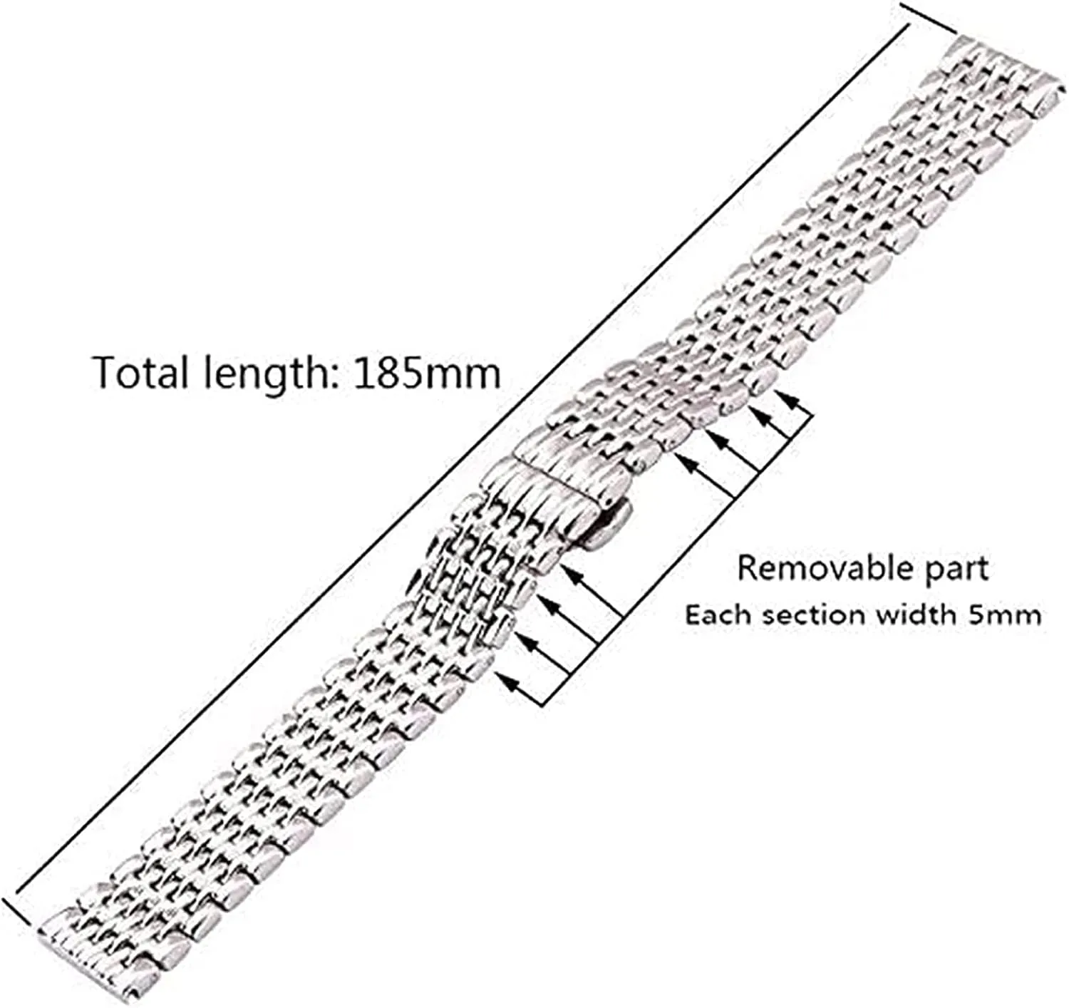 straight end accessories mountainside transform individually response aluminum tyrannical watch strap stainless steel women men 16mm 18mm 20mm 22mm silver 