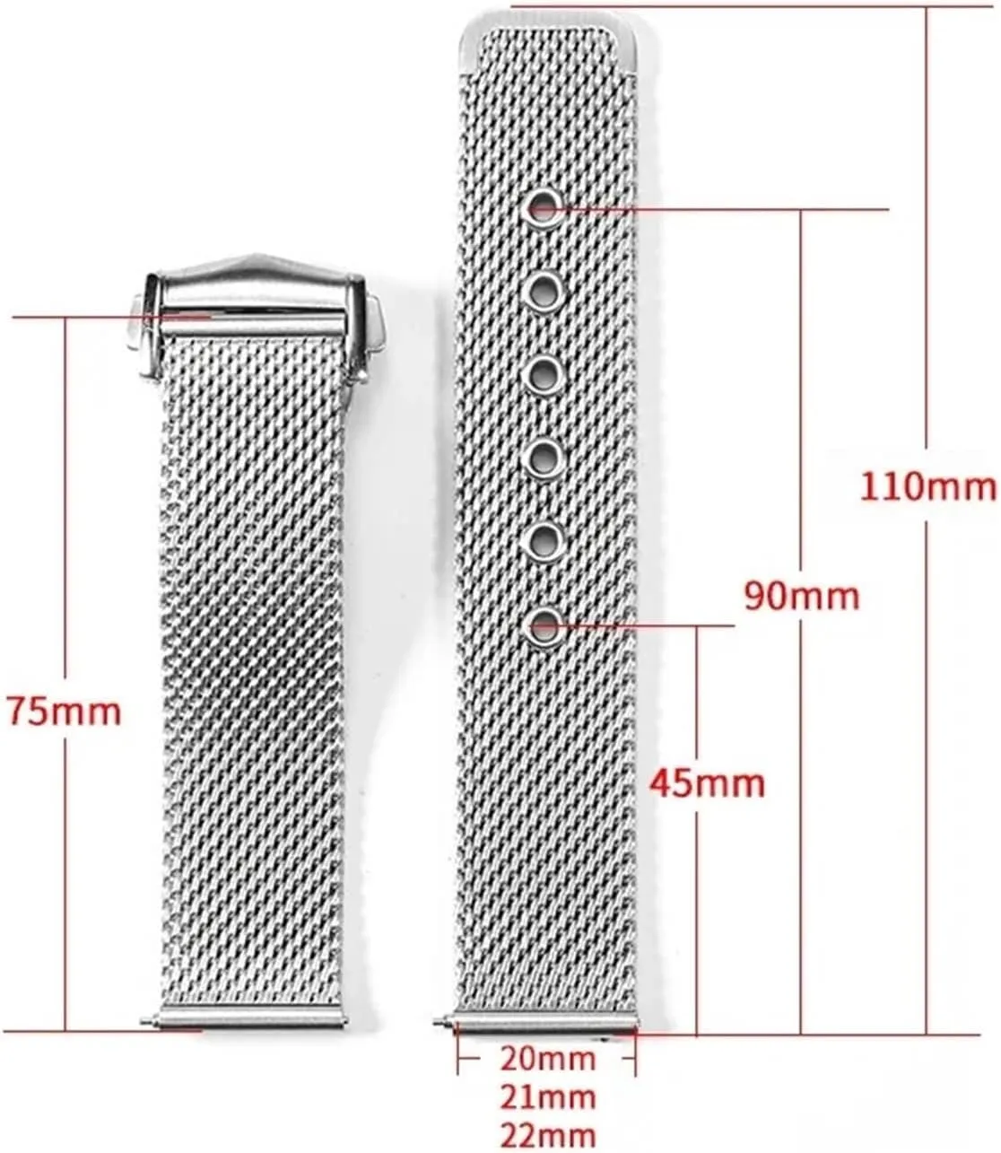 Strap 20mm Universal Quick Release hiss address Metal Wristband Suitable for Smart Watch Quartz Watch Stainless Steel Woven Mesh 