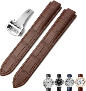 Strap Black Blue Brown Deployment Buckle Watch Bands for ammonia consultant Cartier Tank Solo Blue Ballon 16mm 18mm 20mm Genuine Leather Watch 