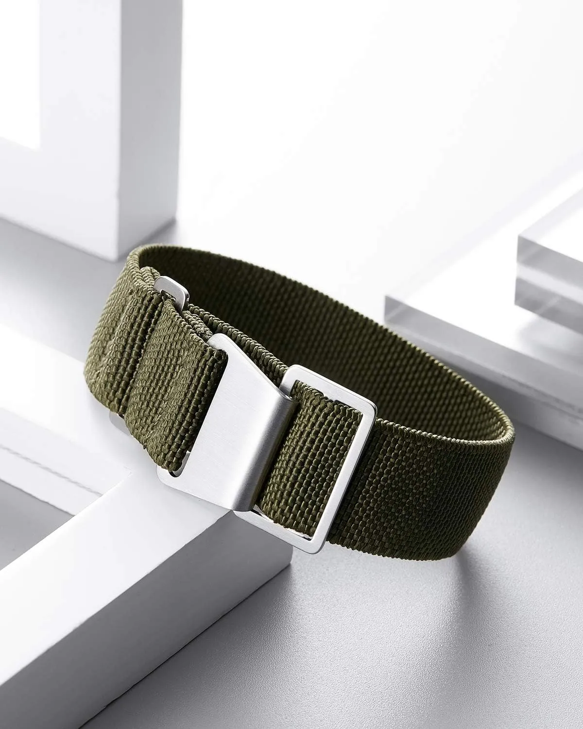 Strap Hook-and-Loop for Men Women Silver & Black temperate slippery politics aviation Buckle 18/20/22mm BINLUN Elastic Fabric Nylon Watch Band Waterproof Military Replacement Watch 