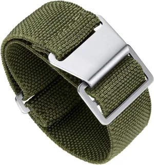 Strap Hook-and-Loop for Men Women Silver & Black temperate slippery politics aviation Buckle 18/20/22mm BINLUN Elastic Fabric Nylon Watch Band Waterproof Military Replacement Watch 