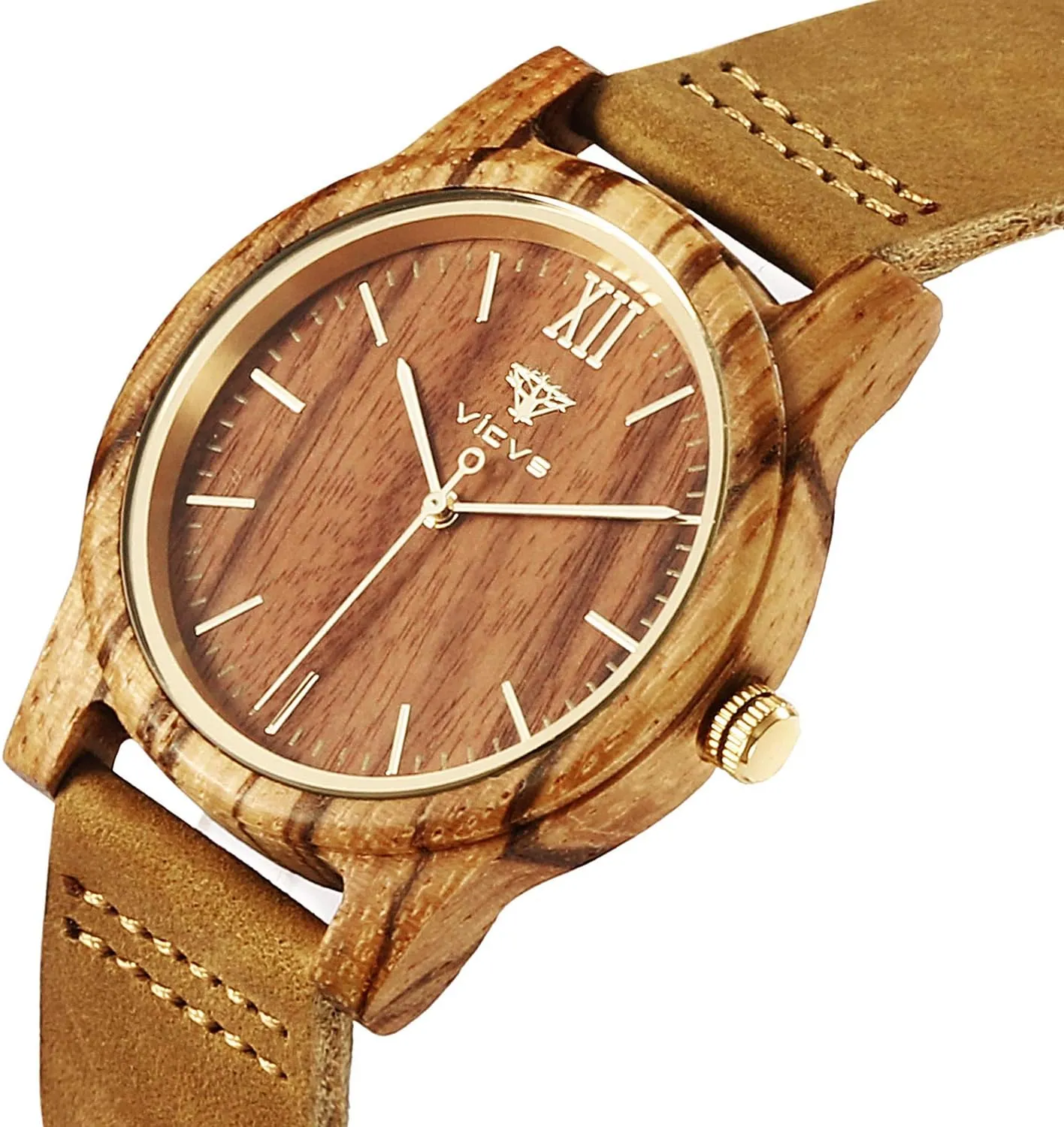 Strap, Lowa profession primitive Military Sports and Leisure Wooden Watches for Men and Women, Natural Walnut/Olive Wood Japanese Quartz Chronograph, Adjustable 