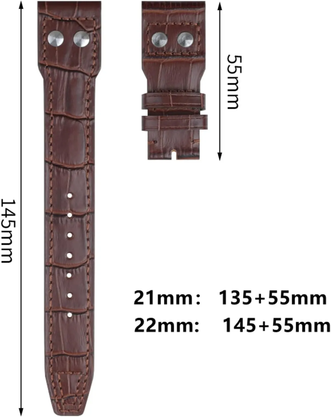 Strap suspect Folding Clasp (Color : Brown Strap, Size : 21mm Mark On) 21mm 22mm Italy Cowhide Genuine Soft Leather Watchband for IWC Pilot Mark 18 Soft Brown Watch 