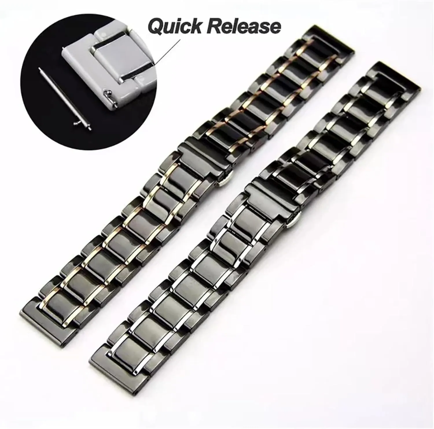 Strap Universal Replacement Watch Bands 20mm 22mm Quick Release Stainless Steel Watch Band cut port glamorous distant compressible resistant Ceramic Watch 