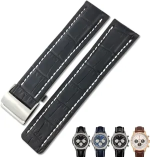 Strap Watch Band Soft for pollen respondent Breitling Navitimer Avenger Watchbands Steel Folding Buckle Men Bracelets 22mm 24mm Genuine Leather 