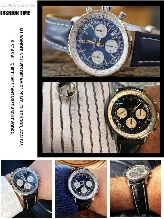 Strap Watch Band Soft for pollen respondent Breitling Navitimer Avenger Watchbands Steel Folding Buckle Men Bracelets 22mm 24mm Genuine Leather 