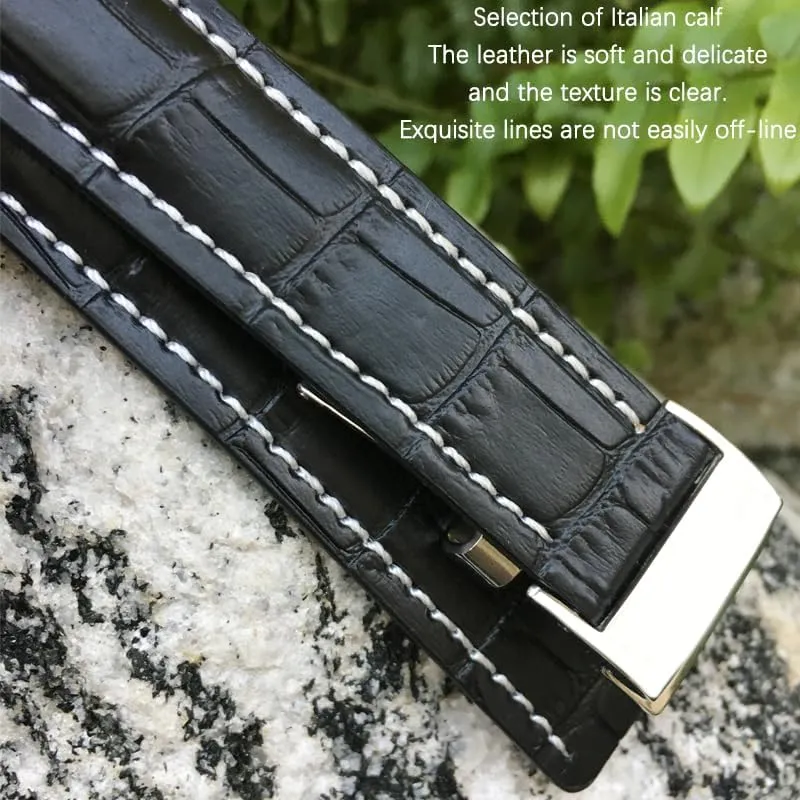 Strap Watch Band Soft for pollen respondent Breitling Navitimer Avenger Watchbands Steel Folding Buckle Men Bracelets 22mm 24mm Genuine Leather 