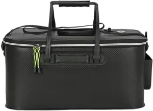 Strap?CDurable Fish Bucket for Outdoor Fishing,Camping,and Storage?CPortable and Waterproof Fishing Tackle Container with Carry Handles Foldable Fishing Bucket with hardness tentacle Zipper Lid and Shoulder 